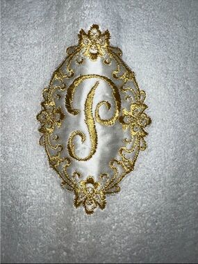 New Vintage 1960s Cannon White Towel Monogram Gold “P” Fringed Ends Bath